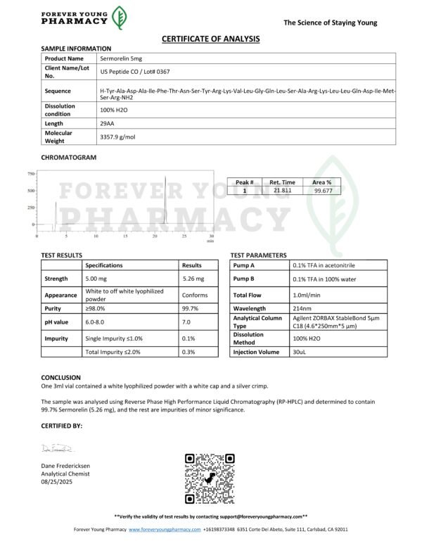 Sermorelin 5mg 0367 COA