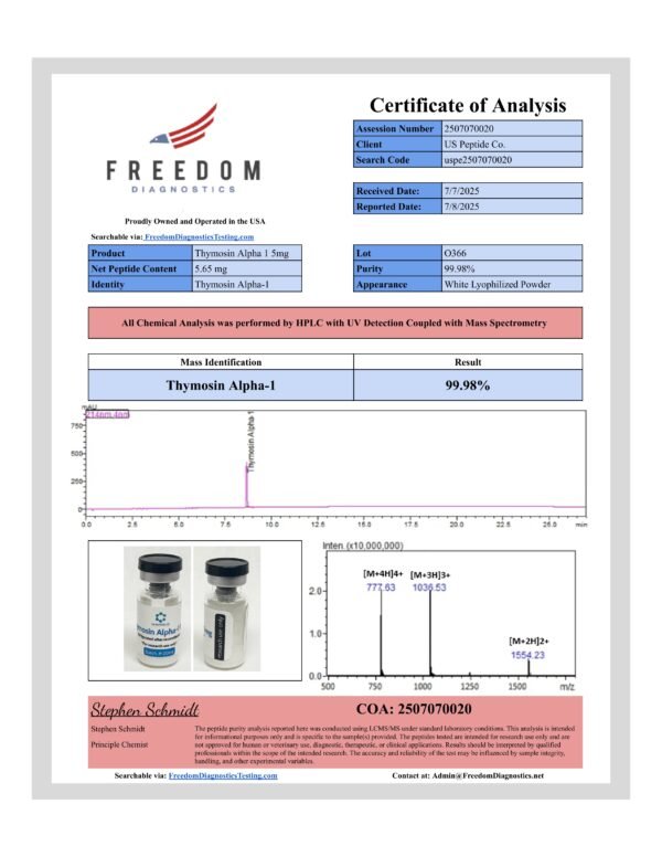 Thymosin Alpha-1 5mg Research Peptide - Image 4