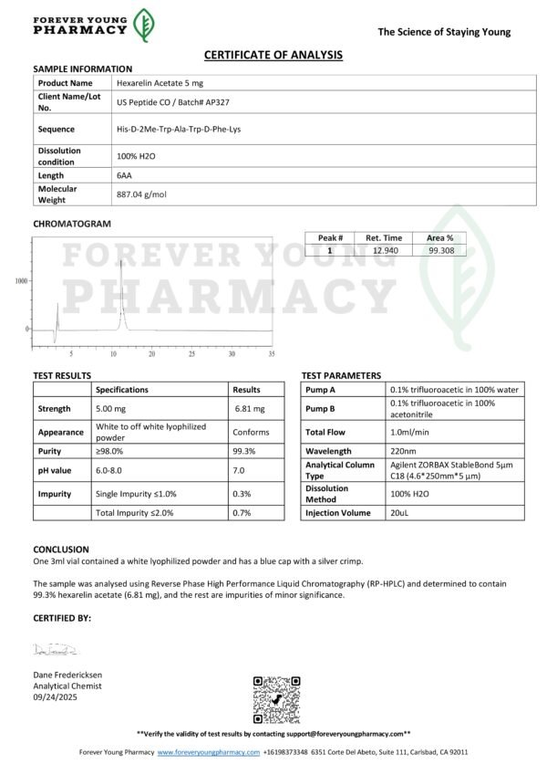 Hexarelin Acetate 5mg COA