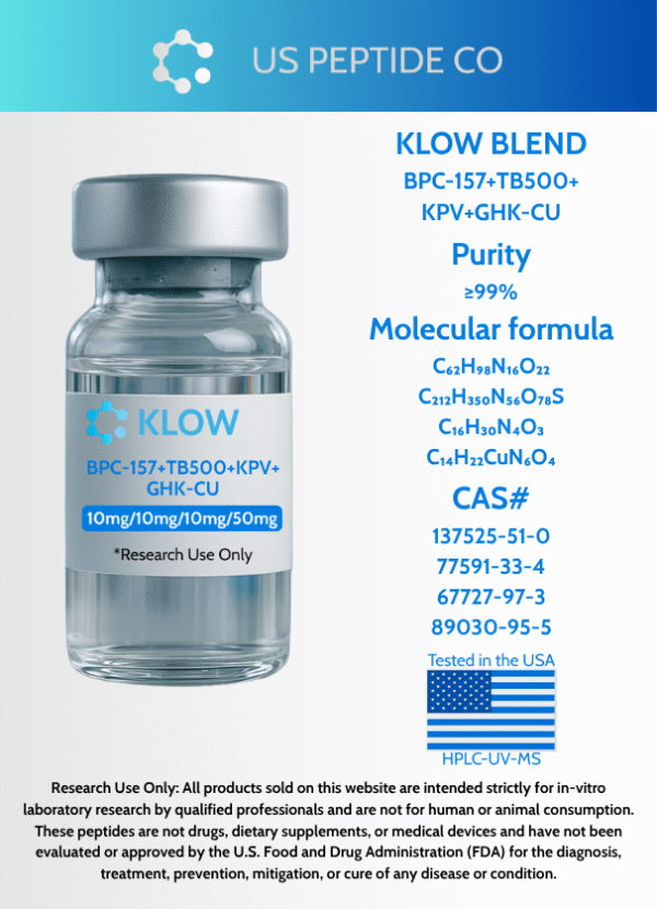 KLOW Peptide Blend: BPC-157 + TB-500 + GHK-CU + KPV - Image 2