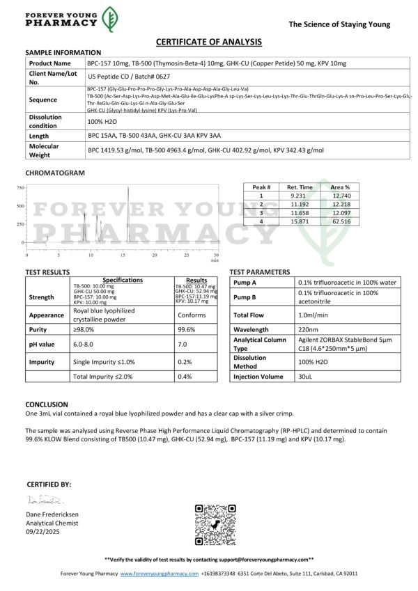 KLOW Peptide Blend: BPC-157 + TB-500 + GHK-CU + KPV - Image 3